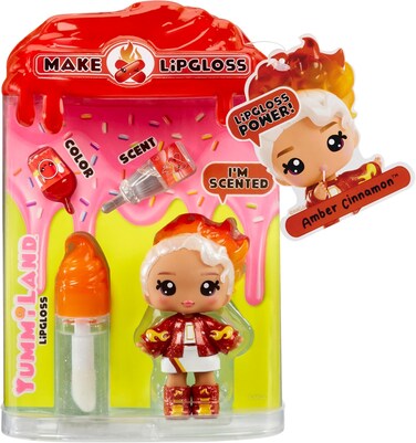 Yummiland Lip Gloss Doll - Amber Cinnamon, with DIY Lip Gloss Kit, Ages 4+