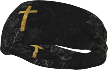 Christian Jesus Cross Faith Sports Headband,Breathable Sport Yoga Workout Turban Headband for Women Men Hair Accessories