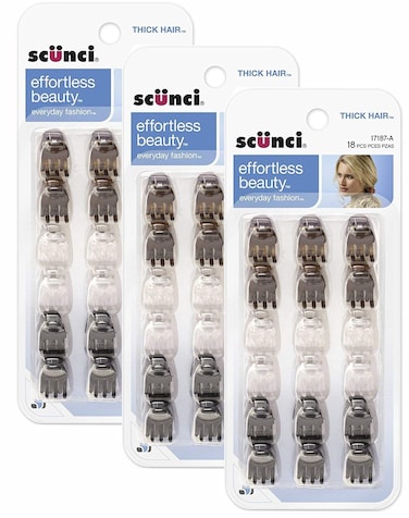 Scunci 1718703a048 Mini Thick Hair Jaw Clips, 18 Count (Pack of 3)