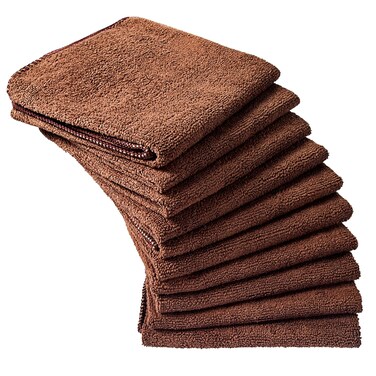 Eurow Microfiber Bleachproof Ultra Absorbent Salon Towels, 16 x 29 Inches, 10-Pack, Brown