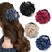 4PCS Hawaiian Plumeria Floral Hair Claw Clips for Women Girls, 3.94" Large Handmade Fabric Rose Flower Shark Catch Clamp for Thick Thin Hair Sweet Hair Accessory for Beach Vacation Everyday