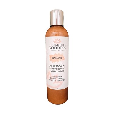 GLIMMER GODDESS Organic After Sun Shimmer Lotion - Aloe Vera, Pineapple, Shea Butter, Papaya - Soothing and Hydrating