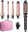 GSKY 5 in 1 Curling Wand Set, Curling Iron with Curling Brush and 4 Interchangeable Ceramic Curling Wand(0.5&rdquo;-1.25&rdquo;), Fast Heating, Include Suitcase &amp; 2 Clips &amp; Heat Protective Glove
