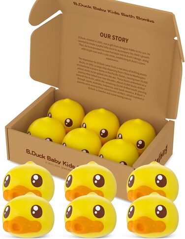 Bath Bombs for Kids Gift Set 6 Pack, B.Duck Cute Bubble Animal Bath Bomb for Toddler, Large Lush Bathbombs Kit for Women Relaxing Spa Day Birthday Halloween Christmas
