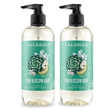 Caldrea Hand Wash Soap, Aloe Vera Gel, Olive Oil and Essential Oils to Cleanse and Condition, Pear Blossom Agave, 10.8 oz, 2 Pack