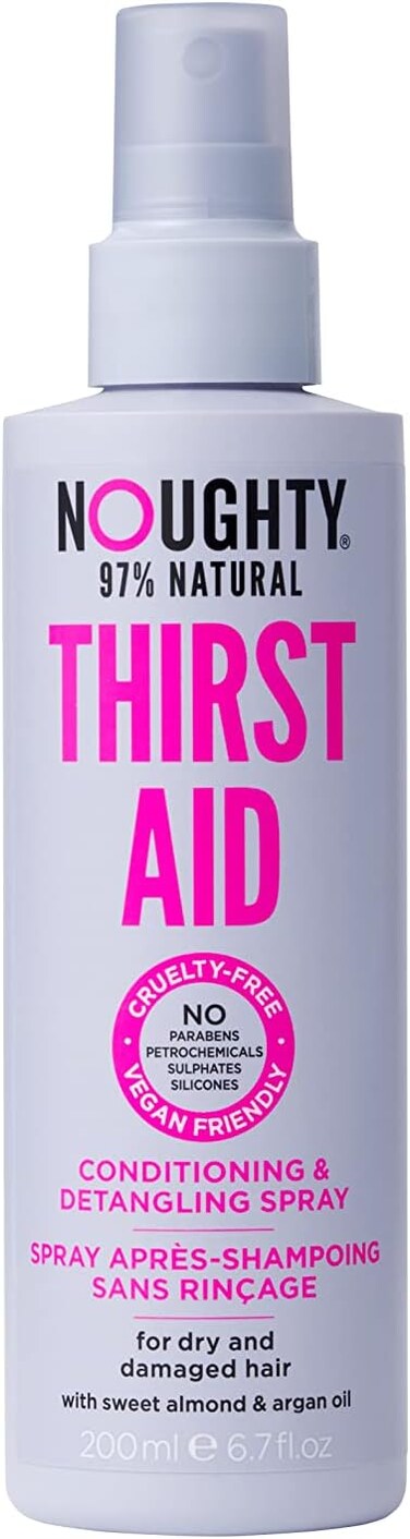 Noughty 97% Natural Thirst Aid Conditioning and Detangling Spray, Leave In Hair Detangler Treatment for Dry and Damaged Hair, with Sweet Almond Oil, Sulphate Free Vegan Haircare 200ml