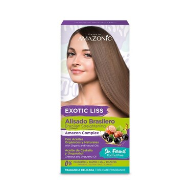 PLACENTA LIFE AMAZONIC EXOTIC LISS Vegan Brazilian Straightening Kit with Keratin and Hyaluronic Acid, Free of Formol and Parabens, 12 Weeks