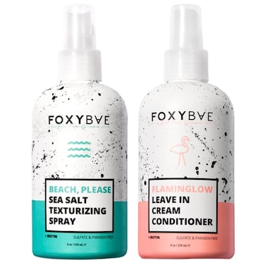 FoxyBae Sea Salt Hair Spray for Men &amp; Women Leave In Conditioner Spray - Flaminglow Biotin Leave In Conditioner Cream for Healthy Hair Growth 8 Oz