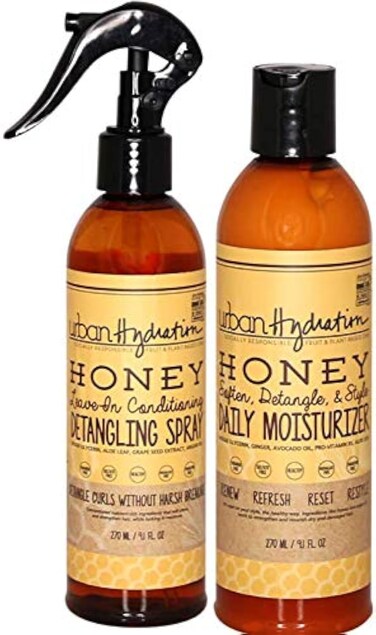 Urban Hydration Honey Health and Repair Daily Hair Moisturizer and Detangler Duo Pack   Sulfate, Paraben Free, Detangles, Prevents Breakage, Tames Frizz, and Repairs Damage for Smooth and Shiny Hair