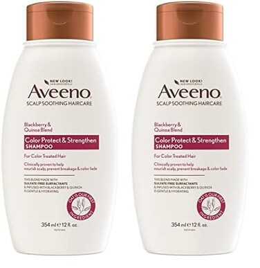 OGX Aveeno Color Protect Strengthen+ Blackberry Quinoa Shampoo, Fresh, 12 Fl Oz (Pack of 2)