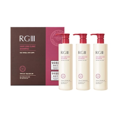 RGIII Hair Regeneration Clinic Shampoo with Purified Red Ginseng Saponin &amp; 6 Naturally Derived Ingredients for Hair Loss/Regrowth/Strengthening/for both Men &amp; Woman 3pc Set (17.58oz /ea x 3)