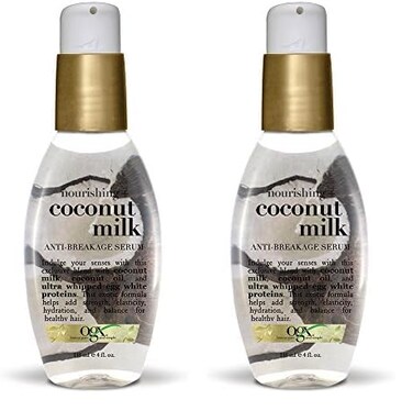 OGX Nourishing + Coconut Milk Anti-Breakage Serum, 4 Fl Oz (Pack of 2)