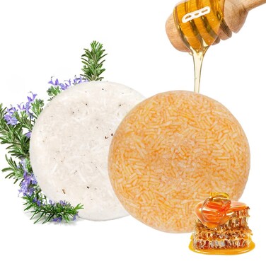 VERT 100% Natural Shampoo Bar for Hair 2 Pieces Solid Shampoo Soap for Treated Dry Damaged Hair Vegetarian Plant Essence Helps Stop Hair Loss and Promotes Healthy Hair Growth 4.2oz (Honey &amp; Rosemary)