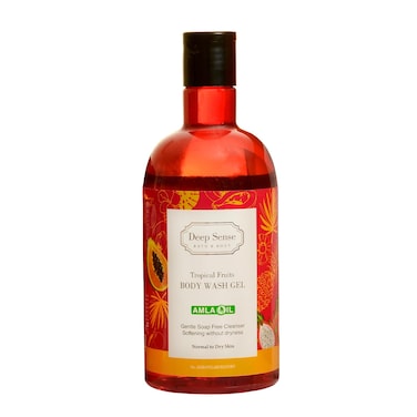 Deep Sense Tropical Fruits Body Wash &amp; Shower Gel, 13.5 fl oz Containing Amla, Aloe Vera, Mango, and Chamomile Extract. All Skin Type Moisturizing &amp; Refreshing shower gel body wash.
