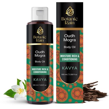 Ayurveda Body Oil With Oudh &amp; Mogra, Organic Body Oil After Shower, Moisturizing &amp; Hydrating Natural Body Oils For Women And Men, 3.38 Fl Oz