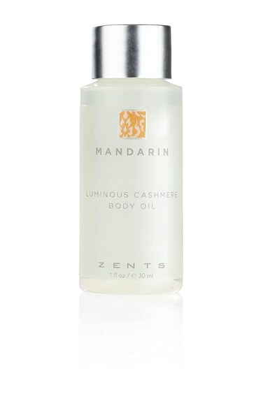 Zents Luminous Cashmere Body Oil (Travel Size - Mandarin Fragrance)   Moisturizing Body Oil with Vitamin E &amp; Organic Coconut Oil   Softens &amp; Smooths Skin   1 fl oz   TSA Approved