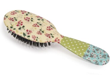 Rock &amp; Ruddle Natural Mixed Boar Bristle Hair Brush for Women and Kids (Small 6.9") - Perfect for Wet or Dry Hair, Detangling Smoothing Blowdrying - Designed &amp; Made in UK - Pink Blossom