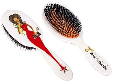 Rock &amp; Ruddle Natural Mixed Boar Bristle Hair Brush for Women and Kids (Large 21 cm) - Perfect for Wet or Dry Hair, Detangling Smoothing Blowdrying - Designed &amp; Made in UK - Miss Rosanna Design