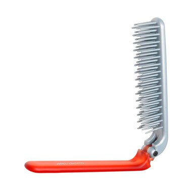 Allegro Combs ScalpCaress: Detangler Brush Mini Foldable Hairbrush for Women, Kids - Ideal For Curly Hair - Soft Bristle. Travel-Friendly Brush 1 Brush. (Red)