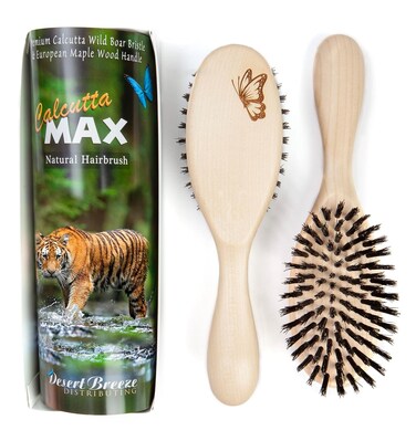 Calcutta Max &ndash; 100% Pure Calcutta Extra Stiff Wild Boar Bristle Hair Brush &ndash; Best Natural Hair Brush for Women &ndash; Thick Hair Brush for Healthy Hair &ndash; Light Maple Wood Handle &ndash; Made in Europe