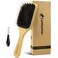 Boar Bristle HairBrush, Natural Wooden Paddle Brush Detangler Shine Smoothing Hair for Women Men Kids Curly Long Fine Dry Hair with Gift Box