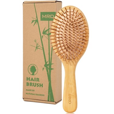 MRD Hair brush, Natural Bamboo Paddle Detangling Hairbrush, Massage Scalp Thick/Thin/Curly/Dry Hair For Women &amp; Men