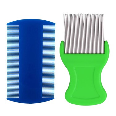 SKYPIA 2 Pack Head Hair Comb Double Sided Hair Comb Removal Dandruff Comb With Metal Teeth (Random)