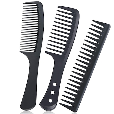 URAQT Hairdressing Combs Set, 3 Pack Wide Tooth Combs, Heat Resistant Anti-static Carbon Hair Brush Hair Comb for Long, Wet or Curly Hair Detangling