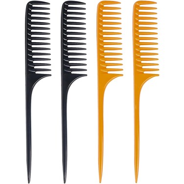 4 PCS Wide Tooth Rat Tail Comb - Detangling Parting Hair Brush Comb for Wet Curly Hair,Styling Hair Comb for Women Men,Anti Static Heat Resistant Teasing Combs for all Kinds of Hair