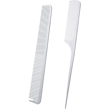 Boao 2 Pieces Metal Tail Combs Stainless Steel Fine Cutting Comb for Hair Styling Cutting(Silver)