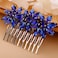 Crystal Flower Hair Comb for Women Girls Prom Crystals Hair Comb Wedding Headpiece for Bride Bridemaid Flower Girls BLUE
