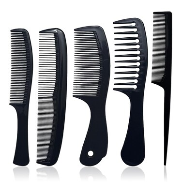 Hairdressing Combs Set, 5 Pack Wide Tooth Combs, Heat Resistant Anti-static Carbon Hair Brush Fine Tooth Hair Comb for Long, Wet or Curly Hair Detangling