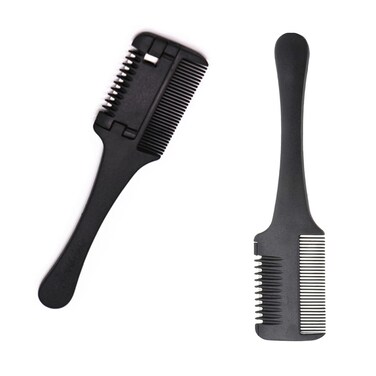 2 Pieces of Thickened Plastic Hair Thinning Razor Comb, Double-sided Hair Cutter Comb, Suitable for Hair Cutting and Styling (Black).