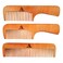 3 PCS Peach Wooden Comb Women and Men Comb - Wide &amp; Narrow Tooth (S023)