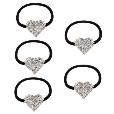 5Pcs Ponytail Holder Women's Hair Ties Heart Shape Hair Holder Elastics Hair Bands Pigtail Ties for Female Girls Teens Hair Accessories