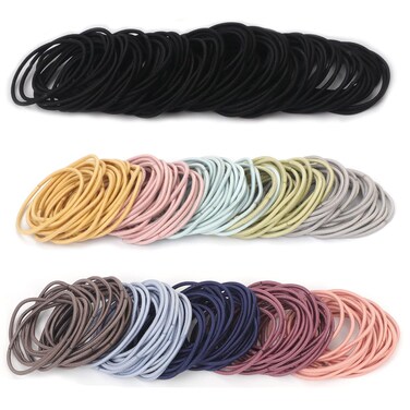 Unaone Hair Elastics Ties, 300 PCS Stretchable Rubber Hair Band No Crease Hair Band 2mm for Thin Hair, Suitable for Women, Men, Girls and Boys