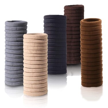 100 PCS Hair Ties No Damage For Women Girls Men Kids Toddler - Soft Seamless Hair Ties For Thick &amp; Curly Hair - Brown Rubber Bands For Hair No Pull Ponytail Holder