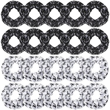 20 Pieces Gymnastics Dance Hair Scrunchies, Sports Elastics Hair Ties and Accessories for Gymnasts, Dancers, and Women (Dance Pattern, Black, White)