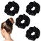 4PCS Black Satin Silk Scrunchies for Women, 6.3Inches Extra Large Hair Scrunchy Oversized Thick Elastic Hair Ties Hair Bands Ponytail Holders Jumbo Hair Scrunchies