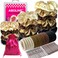 Hair Accessories Kit with 18 Stain Scrunchies for Women(S/M/L), 20 No Damage Seamless Hair ties, 100 Bobby Pins, Travel Organizer Box &amp; Gift Pouch(6 Neutral Colors)