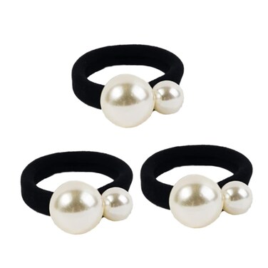 Beavorty 3 Pcs Girl Pearl Scrunchies, Hair Rings, Headbands, Hair Ropes, Elastic Hair Ties and Ponytail Holders with Elasticity Brackets