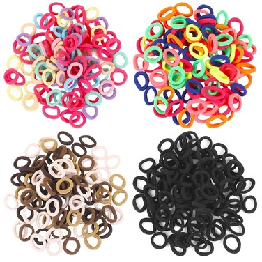 400Pcs Baby Hair Ties, 2cm Multicolor Toddler Hair Ties for Girls Cotton Soft Seamless Ponytail Holders Hair Accessories for Kids