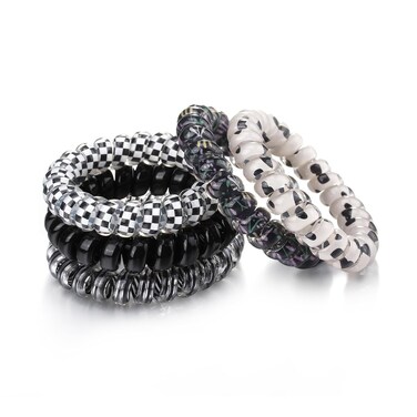 5Pcs Spiral Hair Ties No Damage, Plastic Hair Ties for Thick Hair Coil Hair Ties for Women No Crease Ponytail Holders Hair Elastics Phone Cord Hair Ties, Black Set