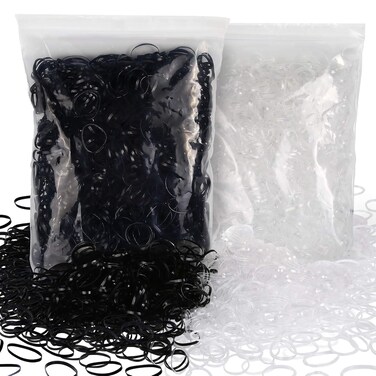 YGDZ 4000pcs Hair Rubber Bands, Clear Black Elastic Hair Ties Toddlers Girls Baby Hair Elastics Mini Small Braids Rubber Bands(Black+Clear)