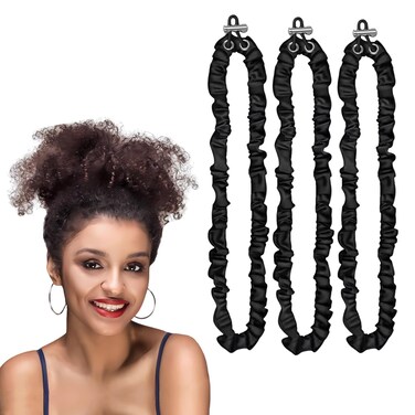 3PCS Hair Scrunchies Silk Adjustable High Elasticity Hair Ties Durable Soft Elastic Hair Rubber Bands Black Hair Ties Ponytail Holders for Women Girls