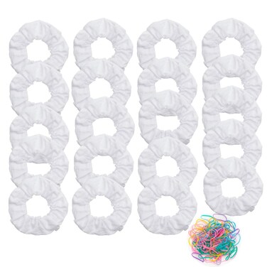 20 Pack White Cotton Scrunchies for Tie Dye Party Hair Elastic Hair Ties Pony Tail Holder for Women