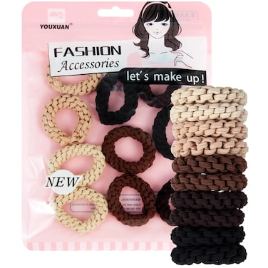 Elastic Hair Ties for Women - No Damage, No Slip, No Pull Hair Bands - Comfortable Handmade Braided Polybands for Girls - 10-Pack Multi Colors Polyester Scrunchies