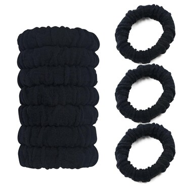 No Damage Soft Polyester Hair Ties, No Tug Scrunchies Hair Bands with Strong Elasticity &ndash; Black