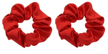Women Teen Girls Satin Scrunchies Hair Accessories Elastic Hair Ponytail Holder Hair Tie - Set of 2 (Red)