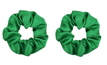 Women Teen Girls Satin Scrunchies Hair Accessories Elastic Hair Ponytail Holder Hair Tie - Set of 2 (Green)